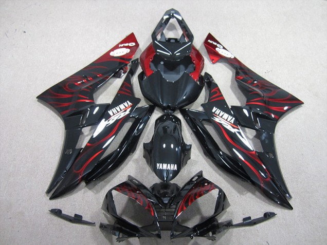Black Red Flame 2006-2007 Yamaha YZF R6 Motorcycle Fairing Black Red Flame 2006-2007 Yamaha YZF R6 Motorcycle Fairing