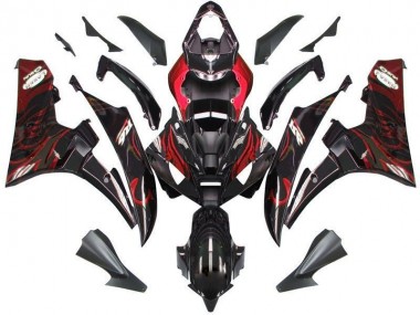 Black Red Flame 2006-2007 Yamaha YZF R6 Motorcycle Fairings