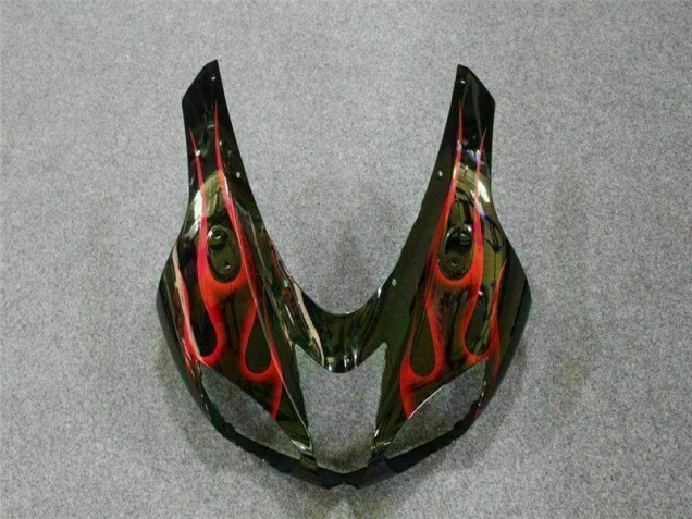 Black Red Flame 2007-2008 Kawasaki ZX6R Motorcycle Fairings Black Red Flame 2007-2008 Kawasaki ZX6R Motorcycle Fairings