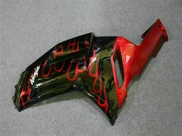 Black Red Flame 2007-2008 Kawasaki ZX6R Motorcycle Fairings Black Red Flame 2007-2008 Kawasaki ZX6R Motorcycle Fairings