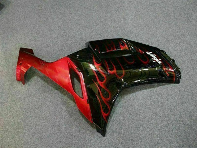 Black Red Flame 2007-2008 Kawasaki ZX6R Motorcycle Fairings Black Red Flame 2007-2008 Kawasaki ZX6R Motorcycle Fairings