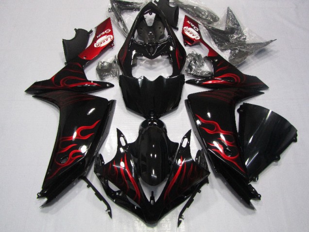 Black Red Flame 2007-2008 Yamaha YZF R1 Motorcycle Fairings Black Red Flame 2007-2008 Yamaha YZF R1 Motorcycle Fairings