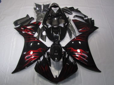 Black Red Flame 2009-2011 Yamaha YZF R1 Motorcycle Fairings