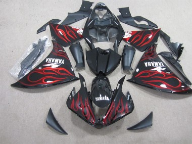 Black Red Flame White Decal 2009-2011 Yamaha YZF R1 Motorcycle Fairings