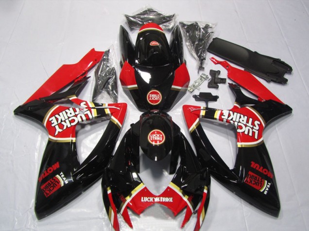Black Red Lucky Strike Motul 2006-2007 Suzuki GSXR 600 Motorcycle Fairings Black Red Lucky Strike Motul 2006-2007 Suzuki GSXR 600 Motorcycle Fairings