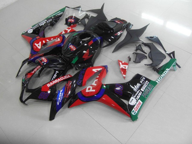 Black Red Pata 2007-2008 Honda CBR600RR Motorcycle Fairings Black Red Pata 2007-2008 Honda CBR600RR Motorcycle Fairings