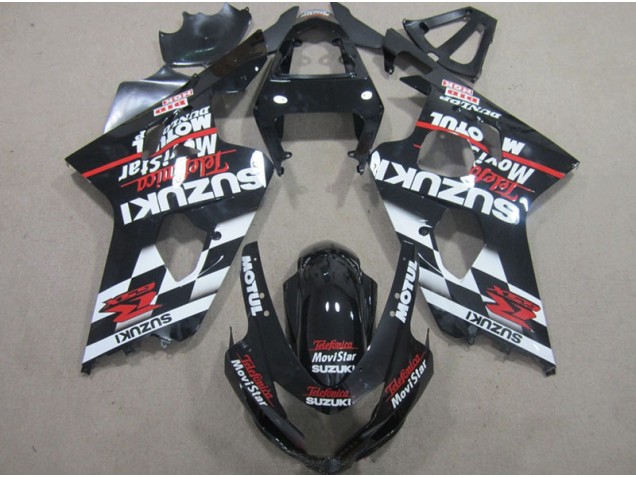 Black Red Telefumia Movistar 2004-2005 Suzuki GSXR 600 Motorcycle Fairings Black Red Telefumia Movistar 2004-2005 Suzuki GSXR 600 Motorcycle Fairings