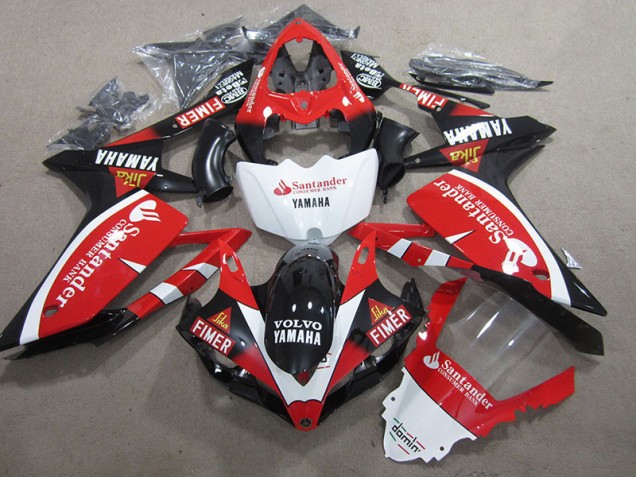 Black Red White Santander 2007-2008 Yamaha YZF R1 Motorcycle Fairings Black Red White Santander 2007-2008 Yamaha YZF R1 Motorcycle Fairings