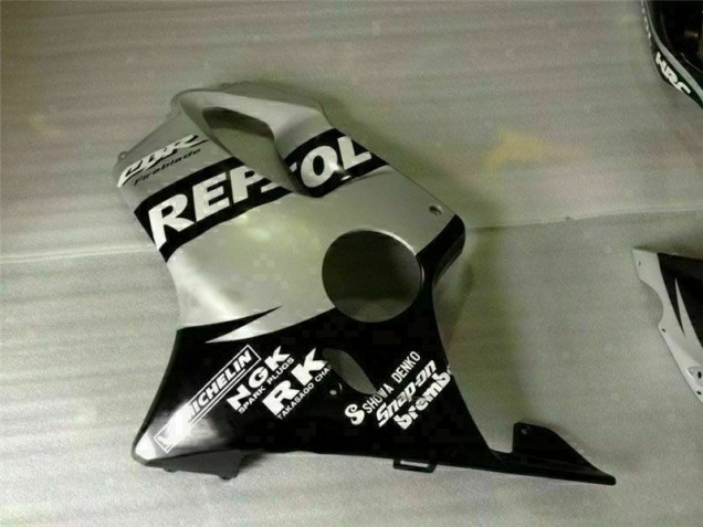 Black Silver Repsol 2001-2003 Honda CBR600 F4i Motorcycle Fairings Black Silver Repsol 2001-2003 Honda CBR600 F4i Motorcycle Fairings