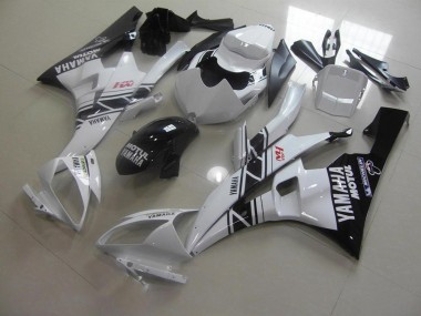Black White 2006-2007 Yamaha YZF R6 Motorcycle Fairing