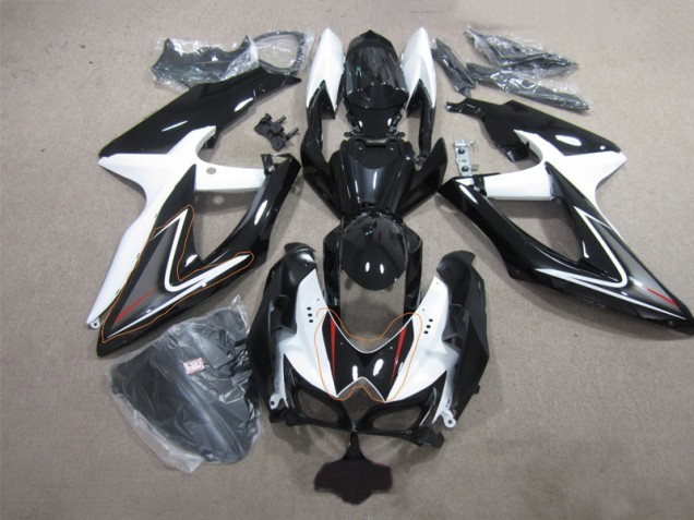 Black White 2008-2010 Suzuki GSXR 600 Motorcycle Fairing Black White 2008-2010 Suzuki GSXR 600 Motorcycle Fairing