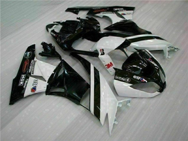 Black White 3M Touch4 2009-2012 Kawasaki ZX6R Motorcycle Fairings Black White 3M Touch4 2009-2012 Kawasaki ZX6R Motorcycle Fairings