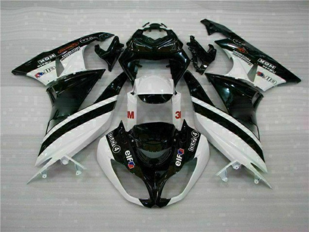 Black White 3M Touch4 2009-2012 Kawasaki ZX6R Motorcycle Fairings Black White 3M Touch4 2009-2012 Kawasaki ZX6R Motorcycle Fairings