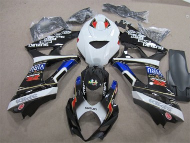 Black White Blue 2007-2008 Suzuki GSXR 1000 Motorcycle Fairings