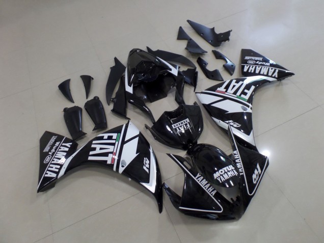Black White Fiat 2009-2011 Yamaha YZF R1 Motorcycle Fairings Black White Fiat 2009-2011 Yamaha YZF R1 Motorcycle Fairings