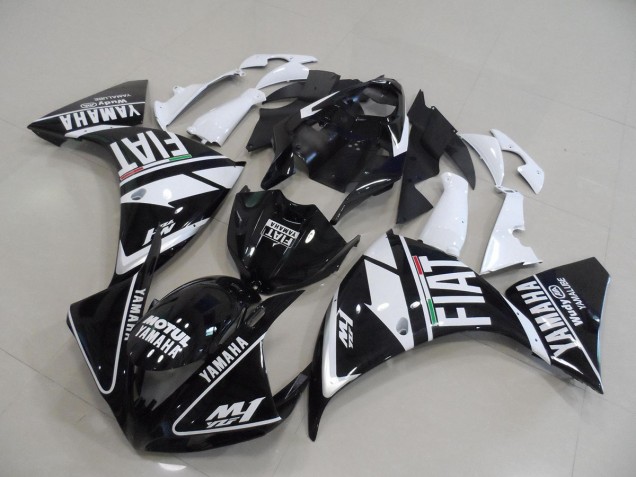Black White Fiat 2012-2014 Yamaha YZF R1 Motorcycle Fairing Black White Fiat 2012-2014 Yamaha YZF R1 Motorcycle Fairing