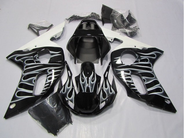 Black White Flame 1998-2002 Yamaha YZF R6 Motorcycle Fairings Black White Flame 1998-2002 Yamaha YZF R6 Motorcycle Fairings