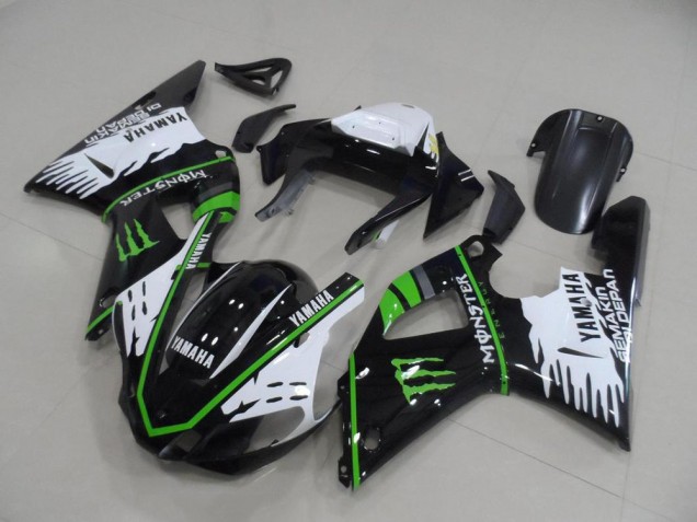 Black White Green Monster 2000-2001 Yamaha YZF R1 Motorcycle Fairing Black White Green Monster 2000-2001 Yamaha YZF R1 Motorcycle Fairing