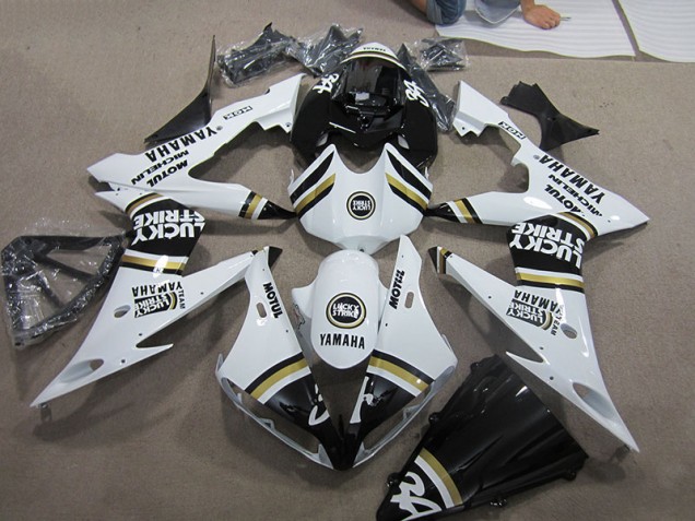 Black White Lucky Strike 2004-2006 Yamaha YZF R1 Motorcycle Fairings Black White Lucky Strike 2004-2006 Yamaha YZF R1 Motorcycle Fairings