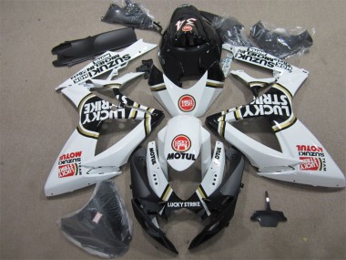 Black White Lucky Strike Motul 2006-2007 Suzuki GSXR 600 Motorcycle Fairings