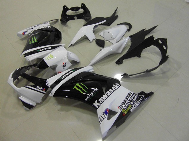 Black White Monster 2008-2012 Kawasaki ZX250R Motorcycle Fairing