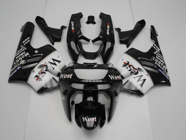 Black White West 1994-1997 Kawasaki ZX9R Motorcycle Fairings Black White West 1994-1997 Kawasaki ZX9R Motorcycle Fairings