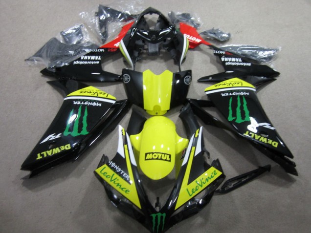 Black Yellow Motul Leovince 2007-2008 Yamaha YZF R1 Motorcycle Fairings Black Yellow Motul Leovince 2007-2008 Yamaha YZF R1 Motorcycle Fairings