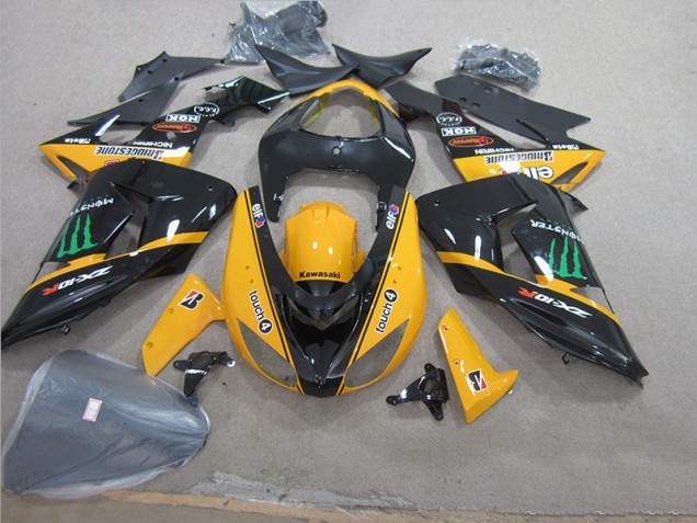 Black Yellow Touch4 Monster 2006-2007 Kawasaki ZX10R Motorcycle Fairings Black Yellow Touch4 Monster 2006-2007 Kawasaki ZX10R Motorcycle Fairings