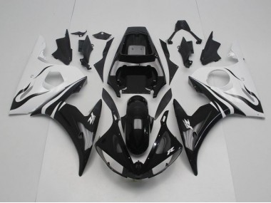 Black and White 2003-2005 Yamaha YZF R6 Motorcycle Fairings