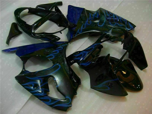 Black with Blue Flame 2000-2002 Kawasaki ZX6R Motorcycle Fairings Black with Blue Flame 2000-2002 Kawasaki ZX6R Motorcycle Fairings