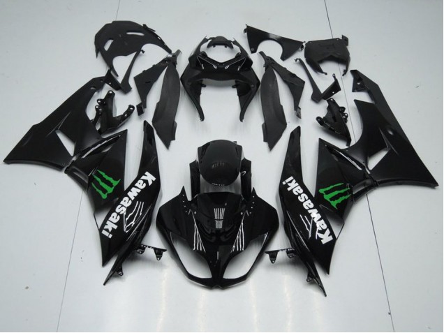 Black with Monster 2009-2012 Kawasaki ZX6R Motorcycle Fairings Black with Monster 2009-2012 Kawasaki ZX6R Motorcycle Fairings