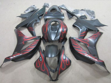 Black with Red Flame 2007-2008 Honda CBR600RR Motorcycle Fairings
