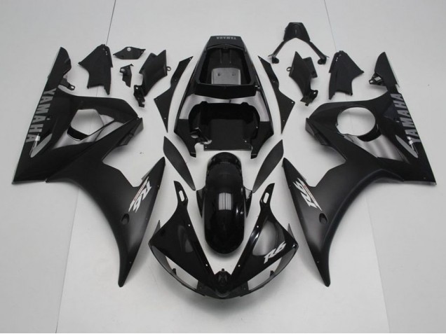 Black with Silver Decals 2003-2005 Yamaha YZF R6 Motorcycle Fairings Black with Silver Decals 2003-2005 Yamaha YZF R6 Motorcycle Fairings