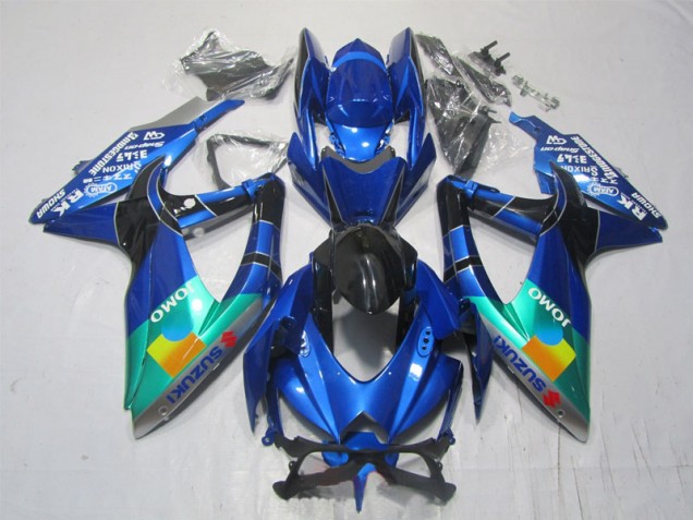 Blue Black Green Jomo 2007-2008 Suzuki GSXR 1000 Motorcycle Fairings Blue Black Green Jomo 2007-2008 Suzuki GSXR 1000 Motorcycle Fairings