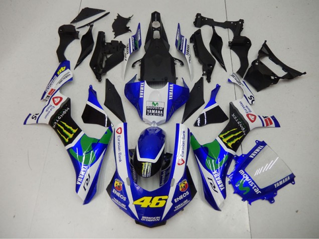 Blue Blue White ENEOS Movistar 46 2015-2019 Yamaha YZF R1 Motorcycle Fairings Blue Blue White ENEOS Movistar 46 2015-2019 Yamaha YZF R1 Motorcycle Fairings