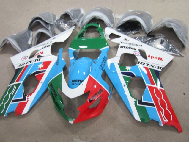 Blue Green White Motul 2001-2003 Suzuki GSXR 600 Motorcycle Fairings Blue Green White Motul 2001-2003 Suzuki GSXR 600 Motorcycle Fairings