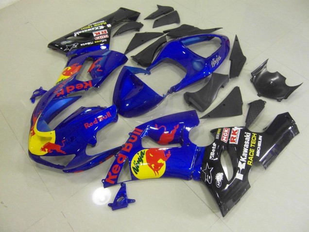 Blue Red Bull 2005-2006 Kawasaki ZX6R Motorcycle Fairings Blue Red Bull 2005-2006 Kawasaki ZX6R Motorcycle Fairings