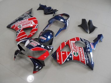 Blue Red Cycle World Castrol 2002-2003 Honda CBR900RR 954 Motorcycle Fairings