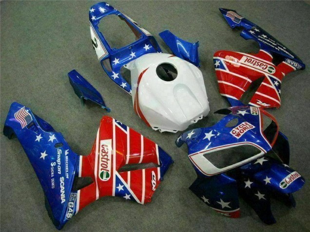 Blue Red Cycle World Castrol 2005-2006 Honda CBR600RR Motorcycle Fairings Blue Red Cycle World Castrol 2005-2006 Honda CBR600RR Motorcycle Fairings