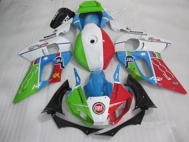 Blue Red Fiat Kastinee 1998-2002 Yamaha YZF R6 Motorcycle Fairings Blue Red Fiat Kastinee 1998-2002 Yamaha YZF R6 Motorcycle Fairings