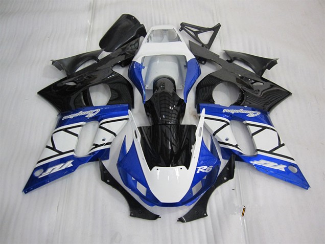 Blue White Black 1998-2002 Yamaha YZF R6 Motorcycle Fairings Blue White Black 1998-2002 Yamaha YZF R6 Motorcycle Fairings