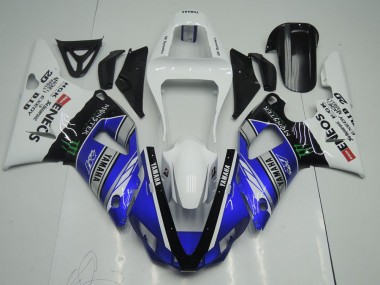 Blue White ENEOS Monster 2000-2001 Yamaha YZF R1 Motorcycle Fairings