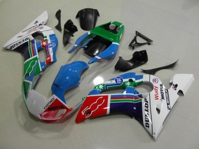 Blue White Green Red Wudy Motul Dunlop 1998-2002 Yamaha YZF R6 Motorcycle Fairings Blue White Green Red Wudy Motul Dunlop 1998-2002 Yamaha YZF R6 Motorcycle Fairings