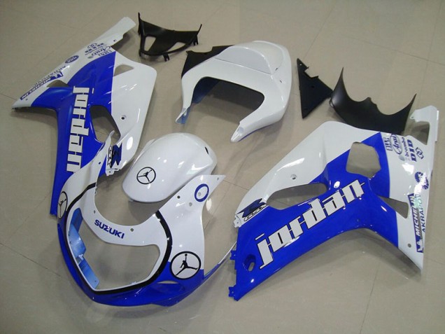 Blue White Jordan 2001-2003 Suzuki GSXR 750 Motorcycle Fairings Blue White Jordan 2001-2003 Suzuki GSXR 750 Motorcycle Fairings