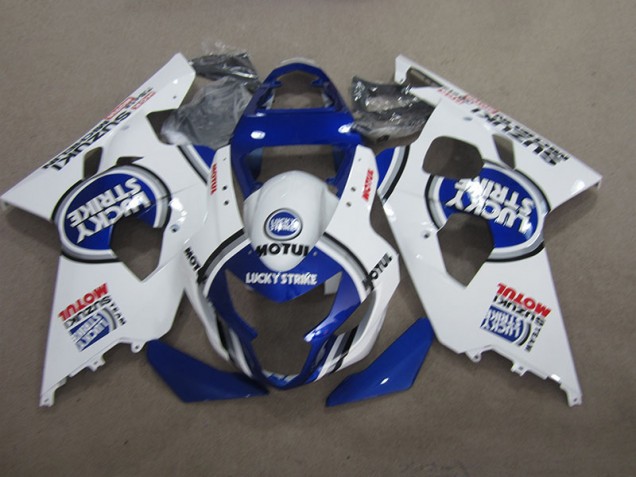 Blue White Lucky Strike Motul 2004-2005 Suzuki GSXR 600 Motorcycle Fairings Blue White Lucky Strike Motul 2004-2005 Suzuki GSXR 600 Motorcycle Fairings