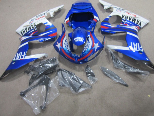 Blue White Motul Fiat 2002-2003 Yamaha YZF R1 Motorcycle Fairing Blue White Motul Fiat 2002-2003 Yamaha YZF R1 Motorcycle Fairing