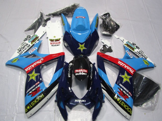 Blue White Rockstar Makita 2006-2007 Suzuki GSXR 600 Motorcycle Fairings Blue White Rockstar Makita 2006-2007 Suzuki GSXR 600 Motorcycle Fairings
