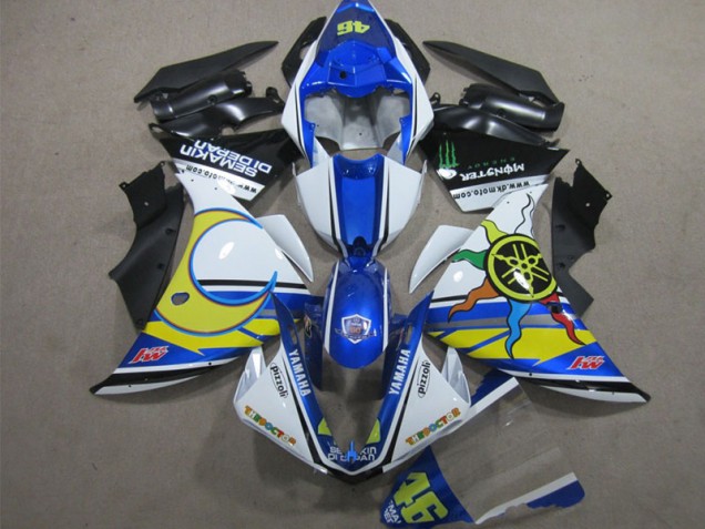 Blue White Yellow 46 2012-2014 Yamaha YZF R1 Motorcycle Fairings Blue White Yellow 46 2012-2014 Yamaha YZF R1 Motorcycle Fairings
