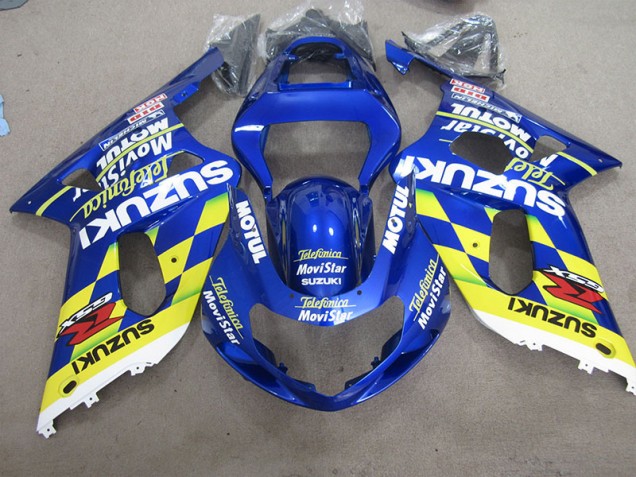 Blue Yellow Telefumia Movistar 2001-2003 Suzuki GSXR 600 Motorcycle Fairings Blue Yellow Telefumia Movistar 2001-2003 Suzuki GSXR 600 Motorcycle Fairings