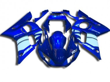 Blue and White 1998-2002 Yamaha YZF R6 Motorcycle Fairings